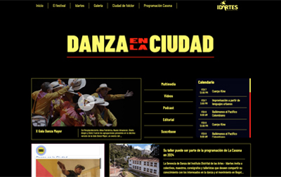 Captura de pantalla del home de Danza en la Ciudad