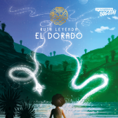 Niño con serpientes en un bosque con un lago