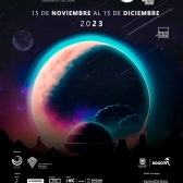 Poster con planeta azul y rosado