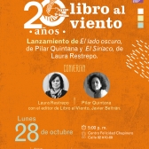 Pieza que anuncia el conversatorio en que se presentarán las dos nuevas ediciones de Libro al Viento.