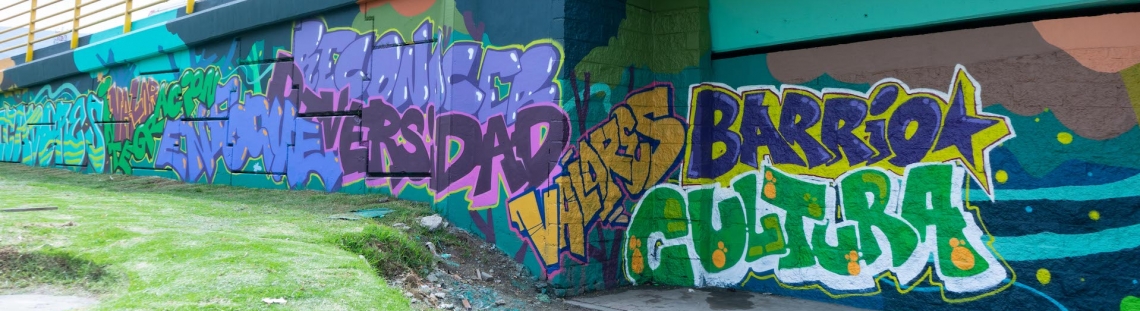 Grafito en pared debajo de un puente