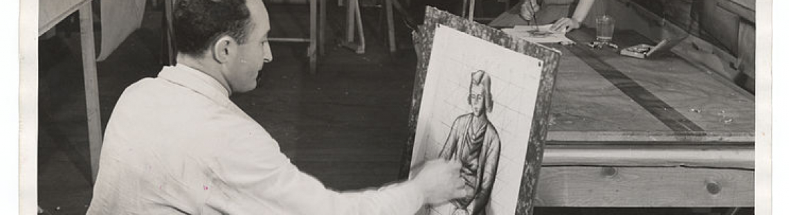 Van Aalten haciendo sketches  -  Fotografía Wikimedia Commons.