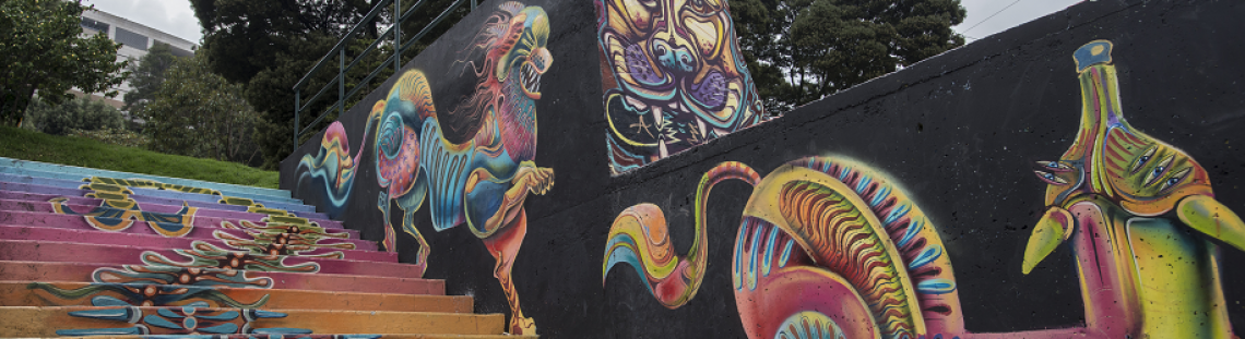 Grafiti en escalera y pared