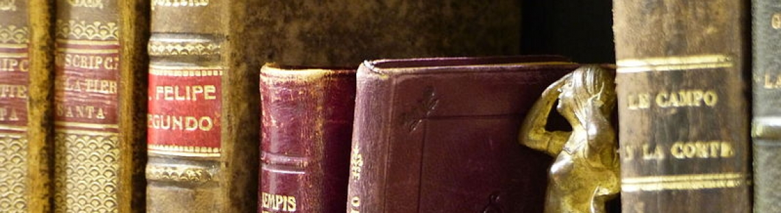 Libros antiguos en un estante - Fotografía Wikimedia Commons