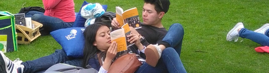 Personas participando en actividades del Pícnic Literario al aire libre.