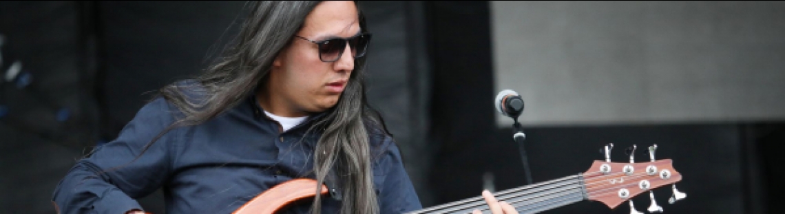 Artista en escena con guitarra