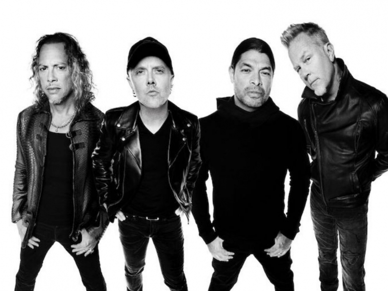 Foto en Blanco y Negro de la agrupación musical Metallica