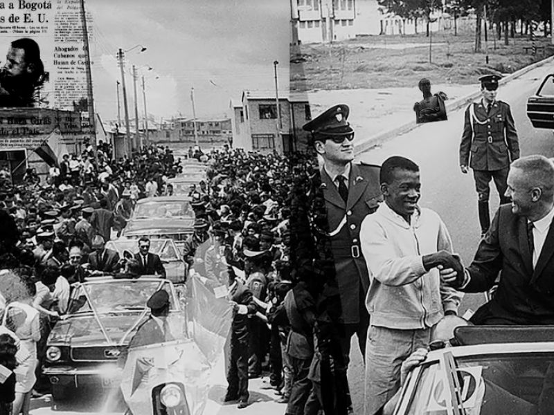 Foto con un desfile de carros y policías 