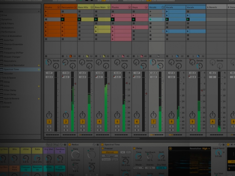 Pantallazo del programa Ableton Live