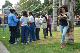 Mujer  joven leyendo un libro