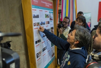 Alcaldesa junto a la secretaria de cultura y el director de Idartes en la visita al parque el Tunal, en la cinemateca el Tunal