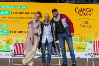 Actores de la película San andresito en Cinemateca al parque Puente Aranda.